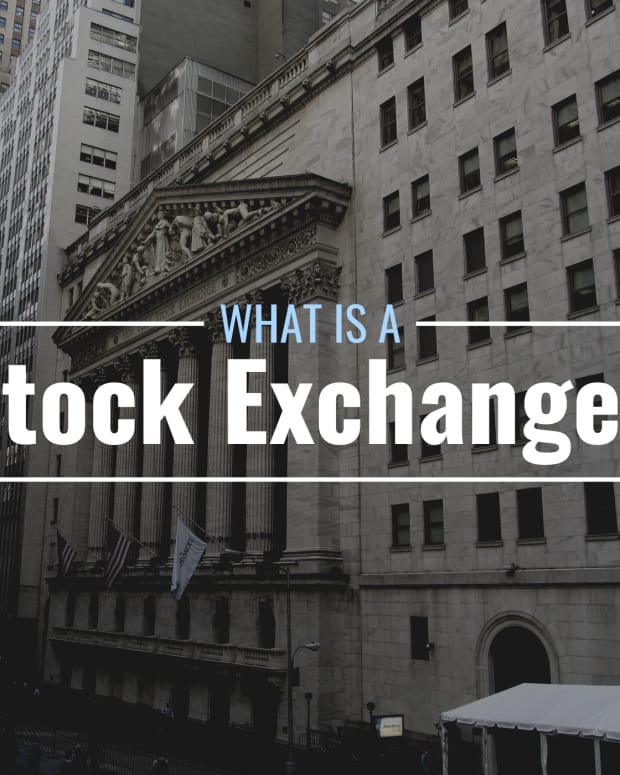 Darkened photo of the New York Stock Exchange building with text overlay that reads "What Is a Stock Exchange?"