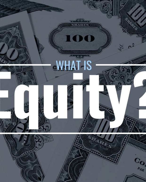 Photo of stock certificates with text overlay that reads "What Is Equity?"