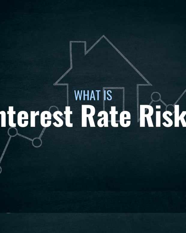 Image of rising interest rates that turn into an image of a house with text overlay: "What Is Interest Rate Risk?"
