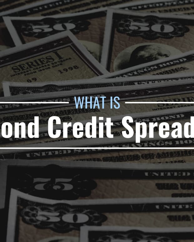 Darkened photo of a pile of different bonds with text overlay that reads "What Is Bond Credit Spread?"