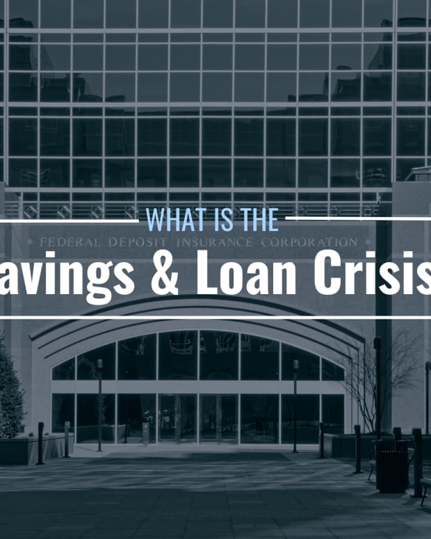 Image of the exterior of the Federal Deposit Insurance Corporation with text overlay: "What Is the Savings & Loan Crisis?"