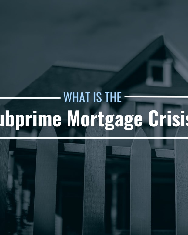 Image of a house surrounded by a fence with text overlay: "What Is the Subprime Mortgage Crisis?"