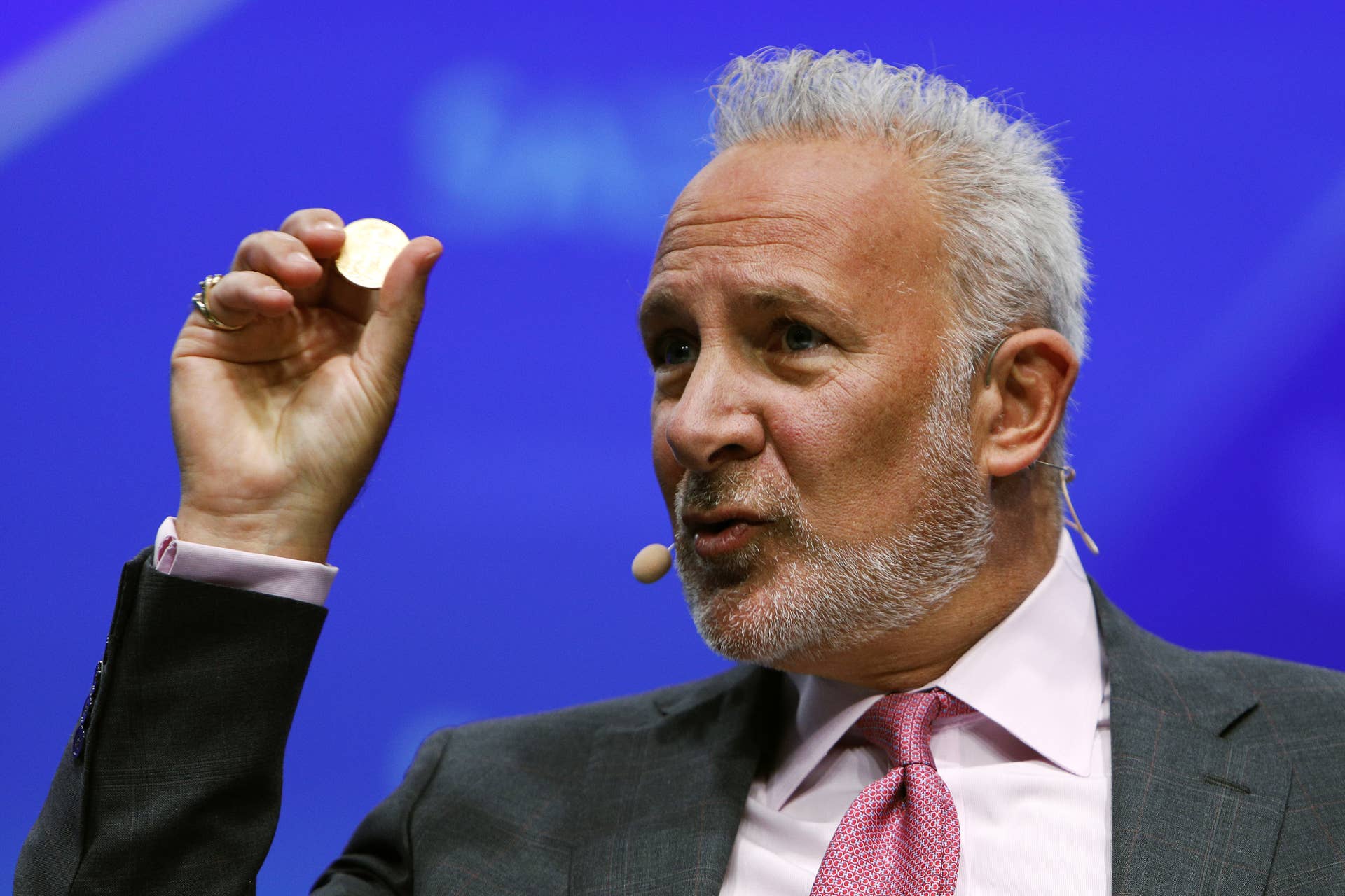 Peter Schiff, chief economist and chief executive officer of Euro Pacific Capital Inc., speaks during the Skybridge Alternatives (SALT) conference in Las Vegas, Nevada, U.S., on Thursday, May 9, 2019.