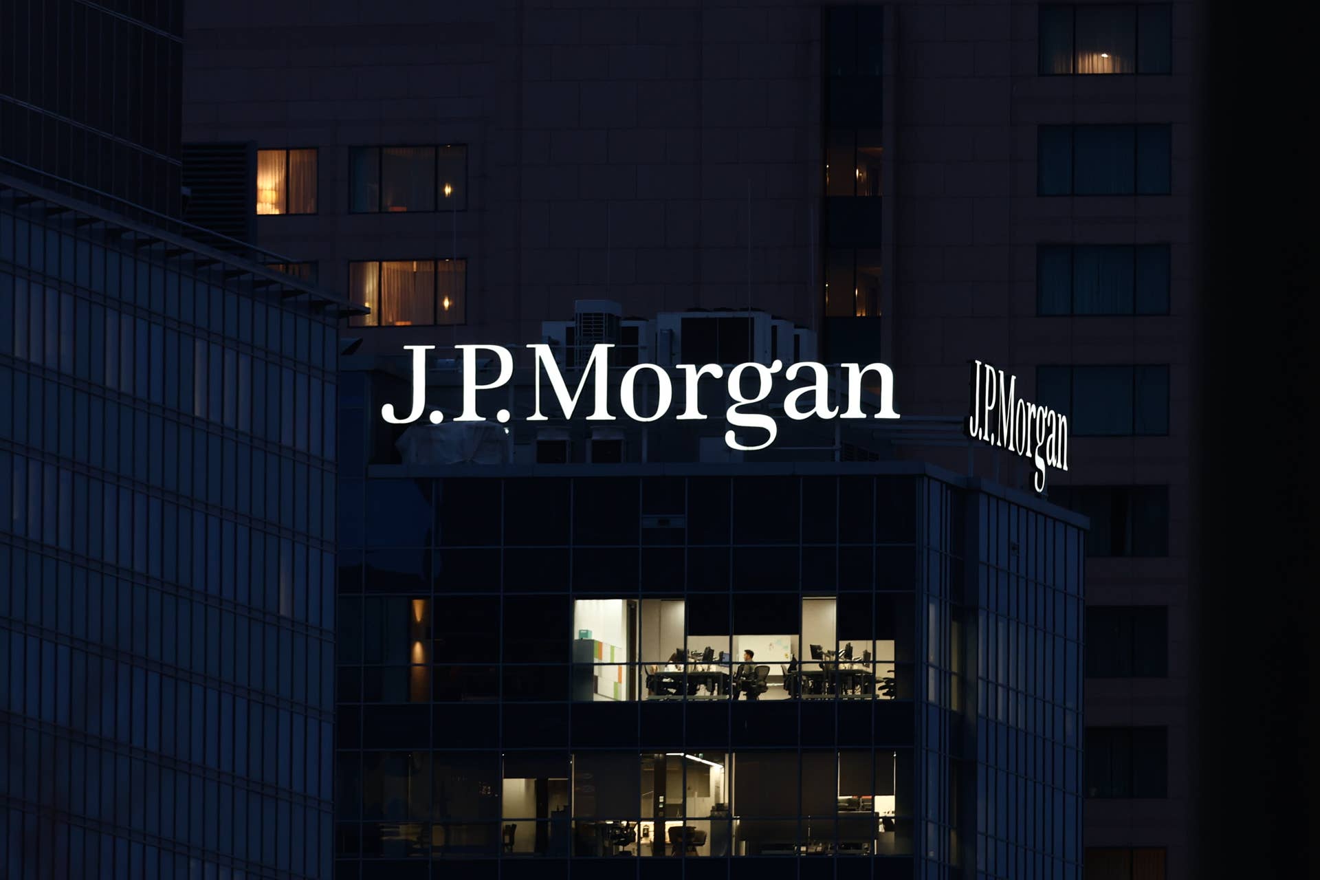 J.P. Morgan logo is seen in Warsaw, Poland on February 25, 2026.