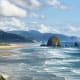 The beach is famous for Haystack Rock at low tide, tide pools and sea creatures.