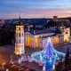 Nov. 27, 2021 to Jan. 7, 2022The stunning Christmas tree at the Vilnius market is a modern 79-foot-tall display of color-changing lights, 800 silver ornaments, and shining mirrors surrounded by 6,000 fragrant branches.