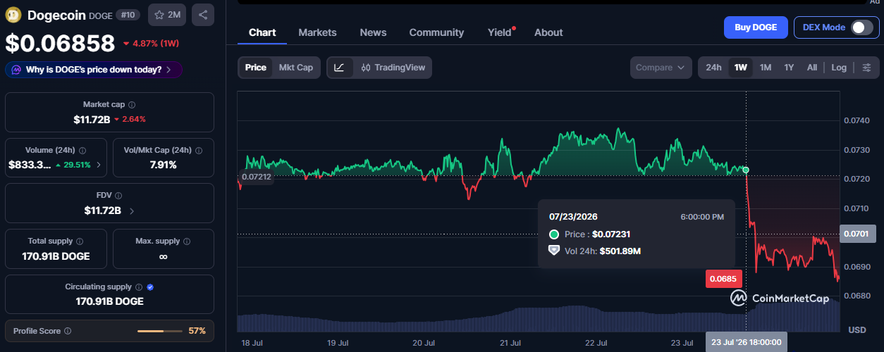Dogecoin پس از اینکه ایلان ماسک میگوید که منحرف شده است، سقوط میکند