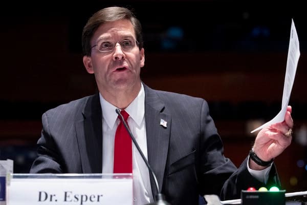 Former U.S. Secretary of Defense Mark Esper was reportedly fired for opposing Trump’s Afghanistan troop withdrawal. Michael Reynolds-Pool/Getty Images)