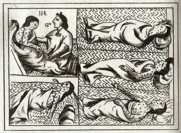 A 16th-century image of Aztec smallpox victims. Wikipedia