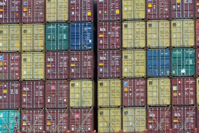 Standardized shipping containers like these 40-foot ones made globalization possible. AP Photo/Stephen B. Morton