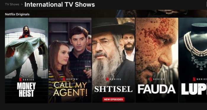 A snippet of Netflix’s international lineup on April 2, 2021. Screenshot, Netflix.com