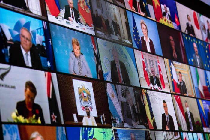 Forty world leaders attended the climate summit by video on April 22, 2021. Brendan Smialowski/AFP via Getty Images