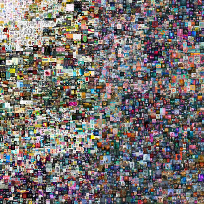 Beeple’s collage ‘Everydays: The First 5000 Days’ sold at Christie’s for US$69 million. Christie's/AP