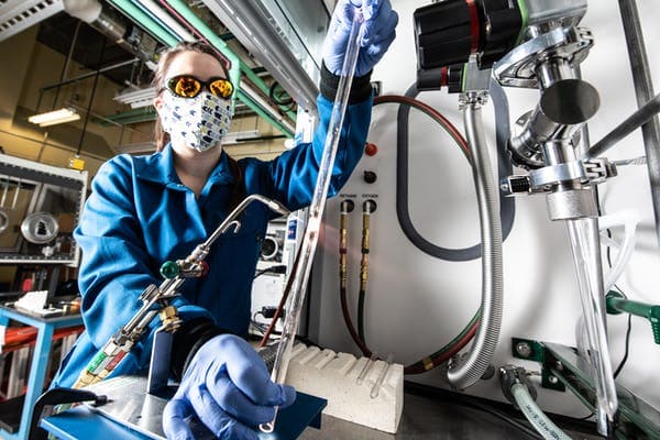 At the National Renewable Energy Lab, Annalise Maughan makes components for research and development of solid-state batteries. Dennis Schroeder/NREL