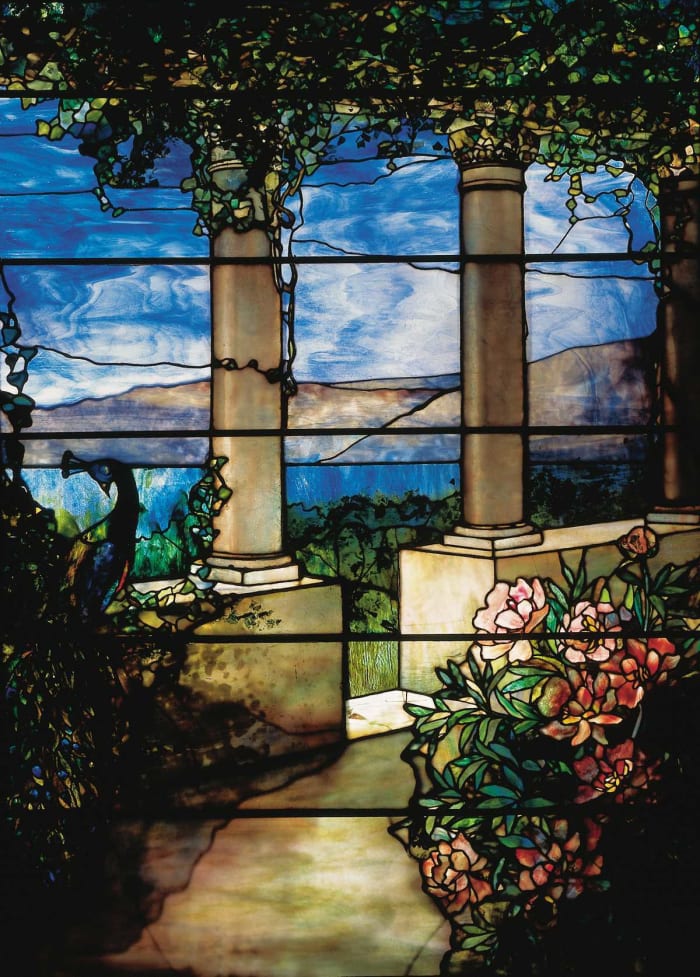 13. Tiffany Window_with_Peacock_and_Peonies MorseMuseum