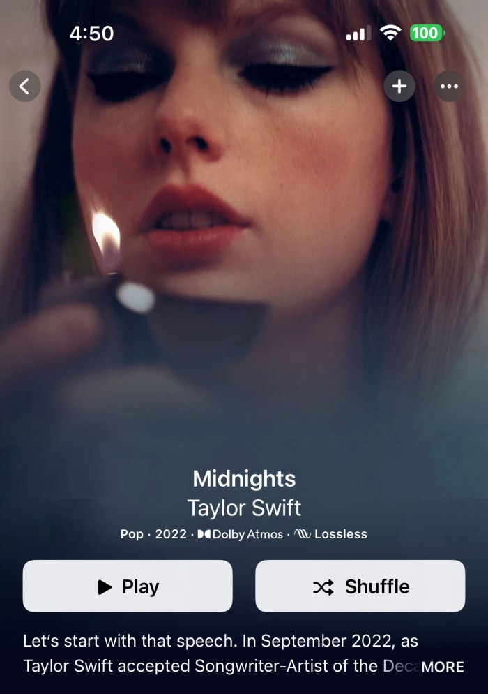 Taylor Swift Midnights Apple Music