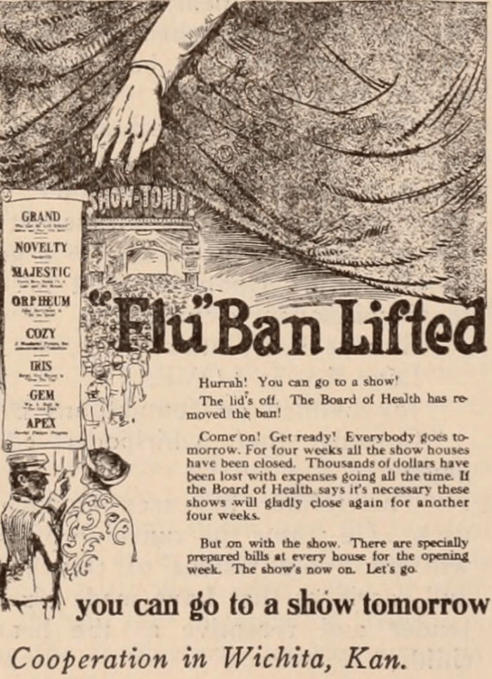 Theaters were forced to close off-and-on for months due to public health decrees. The Internet Archive