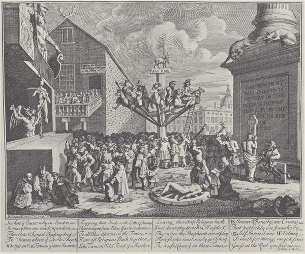 William Hogarth’s caricature of the bubble. Wikimedia
