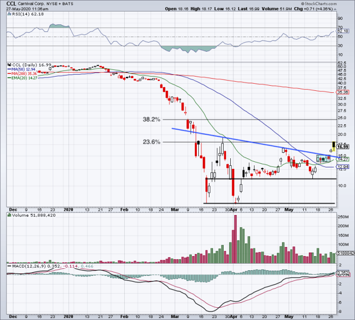 carnival cruise line stocks chart