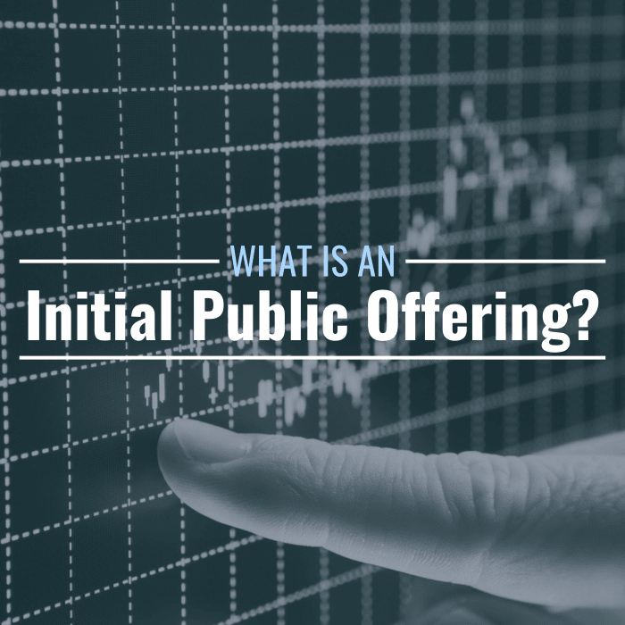 Stock chart with the text overlay: "What Is an Initial Public Offering?"