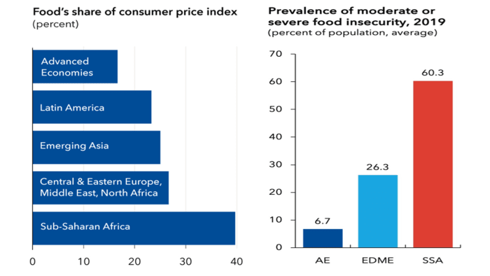 Food's share of CPIs and food insecurity