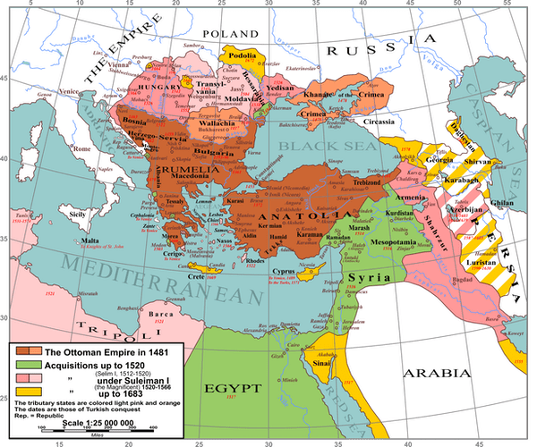 Lands of the Ottoman Empire. André Koehne/The Historical Atlas by William R. Shepherd, 1923, CC BY-SA