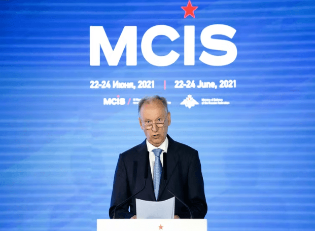 Russia Security Council Secretary Nikolai Patrushev delivers a speech on June 24, 2021. Alexander Zemlianichenko /POOL/AFP via Getty Images