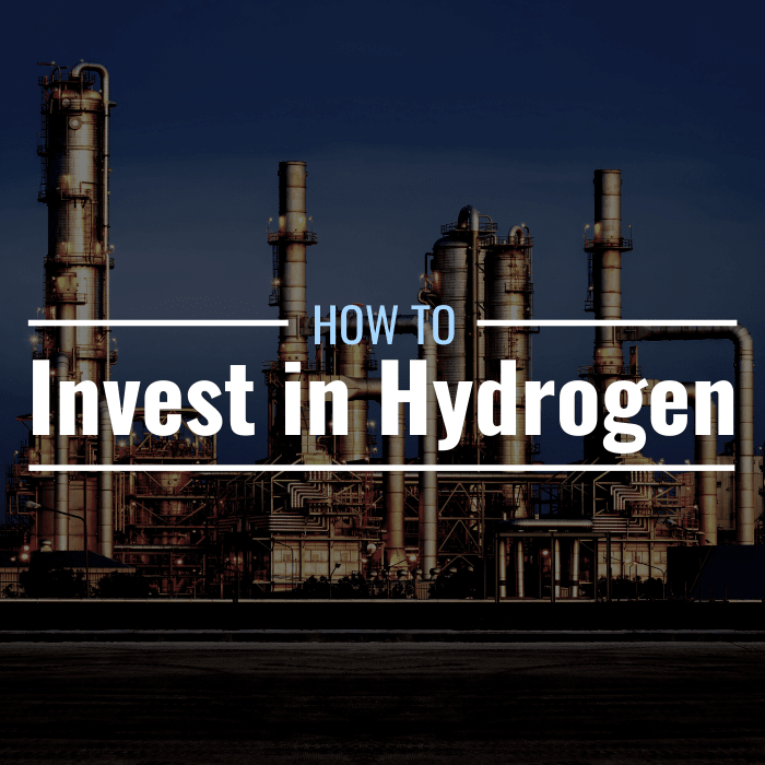 Photo of oil refineries with text overlay that reads "How to Invest in Hydrogen"