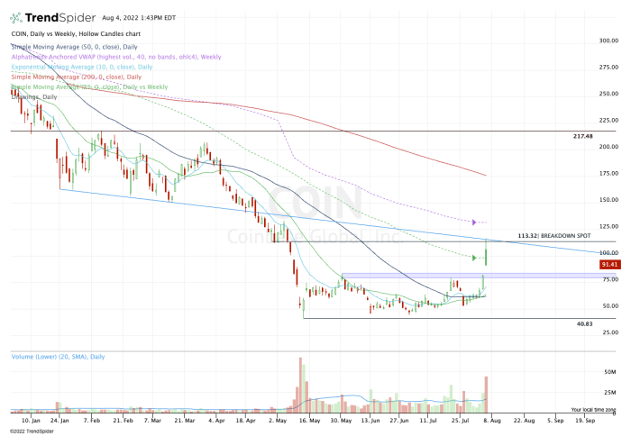 Daily Coinbase Stock Chart.