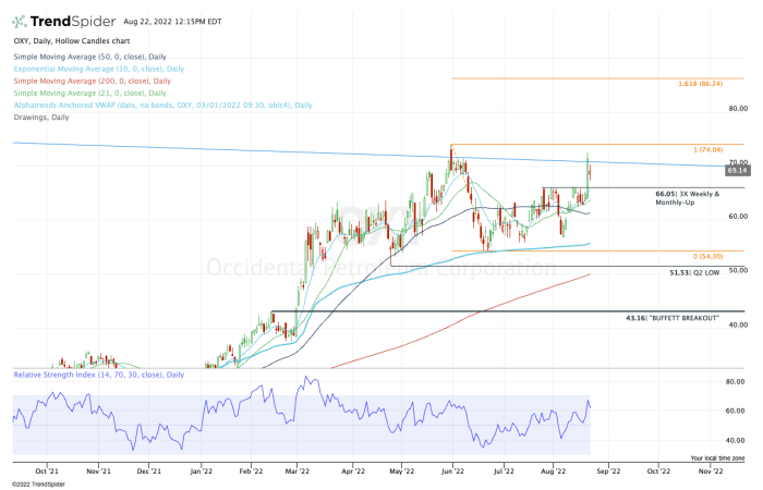 Daily chart of Occidental Petroleum stock.
