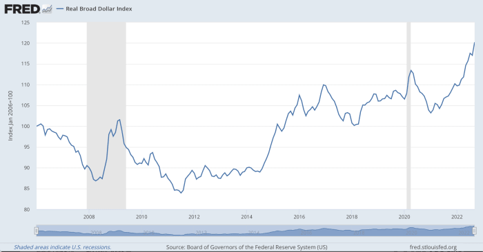 Screenshot of the Nominal Broad US Dollar Index