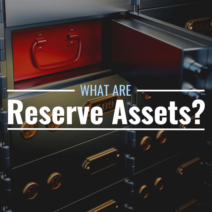 Photo of safe deposit boxes with text overlay that reads "What Are Reserve Assets?"