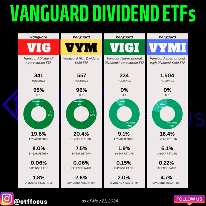 Vanguard dividend etfs 4 options for long term income growth etf