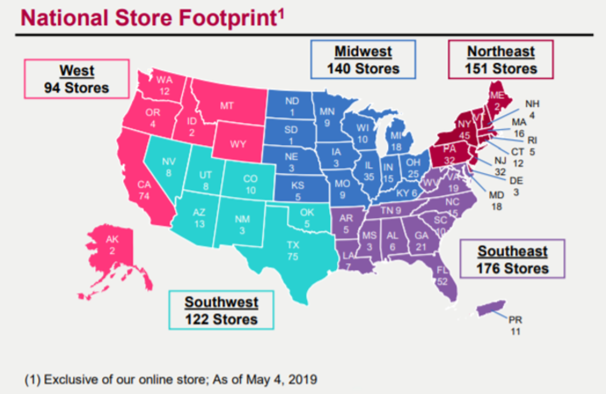 Burlington's national store footprint. Source: June 2019 investor slides.