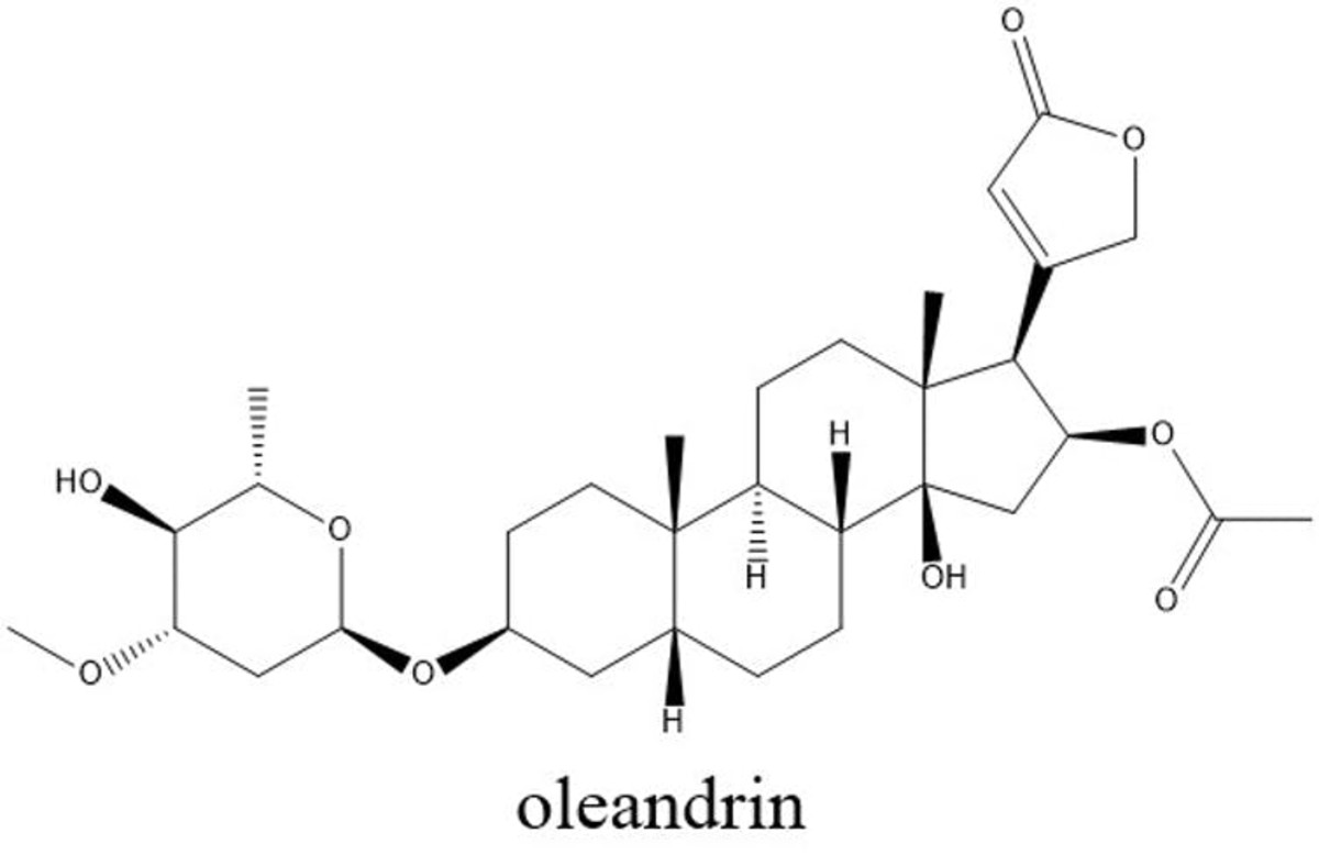 The chemical structure for oleandrin, the toxic compound in the beautiful plant oleander. Casssandra Quave, CC BY-SA