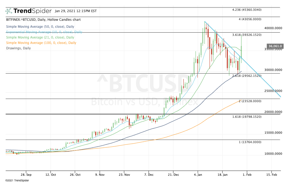 Daily chart of bitcoin.