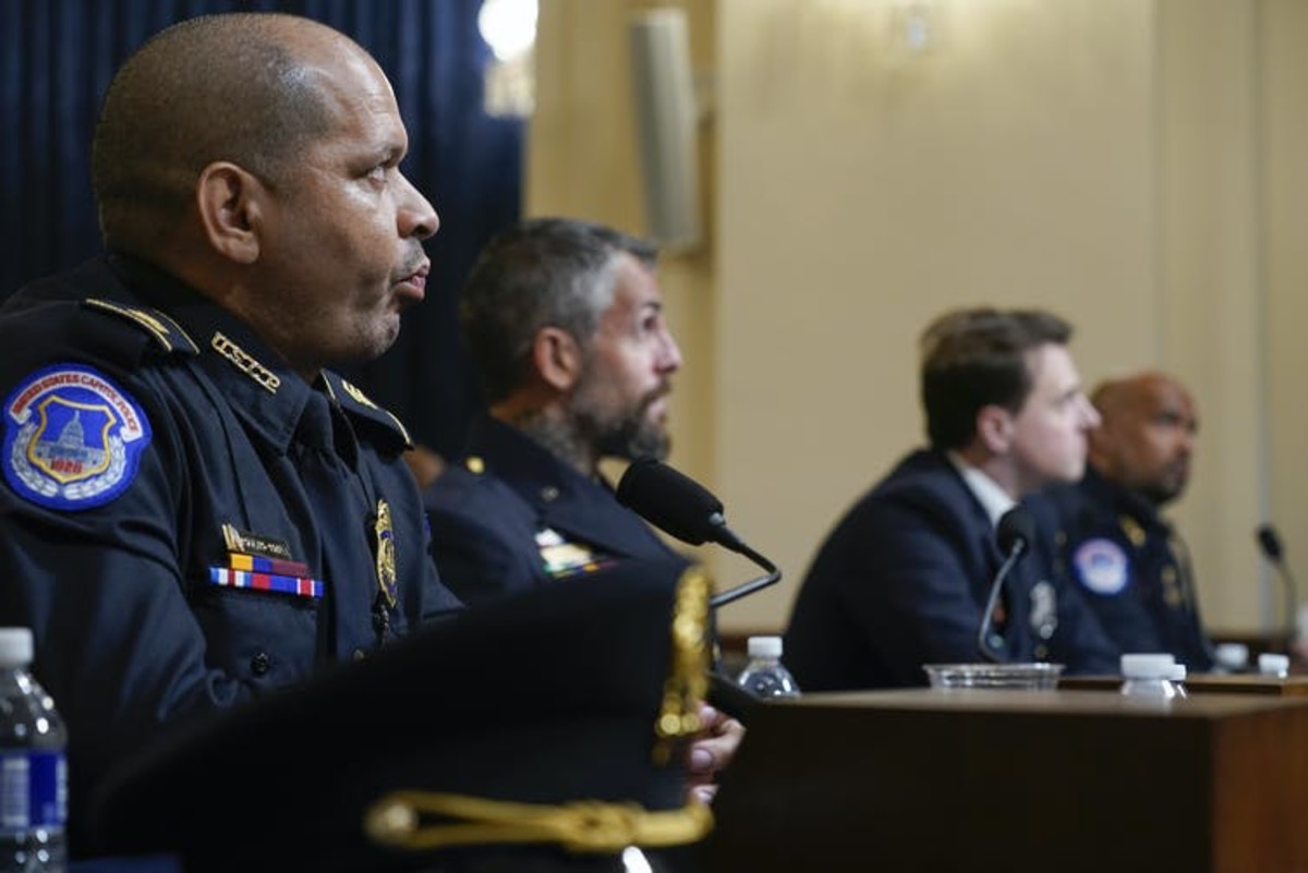 Four policemen who fought rioters during the Jan. 6 Capitol attack testified on July 27, 2021, to the House select committee investigating the attack. Andrew Harnik-Pool/Getty Images