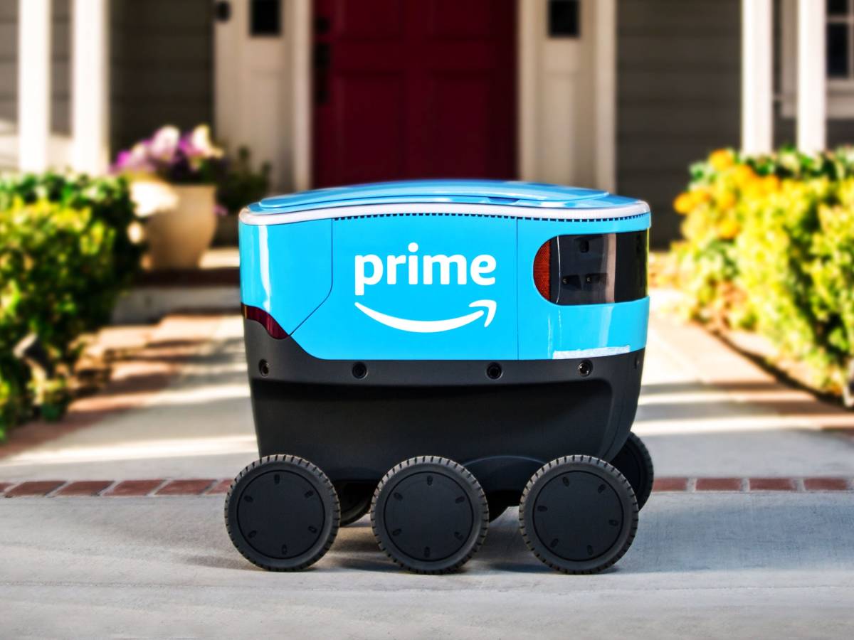 Figure 1: Amazon's six-wheeled delivery bot, Scout. 