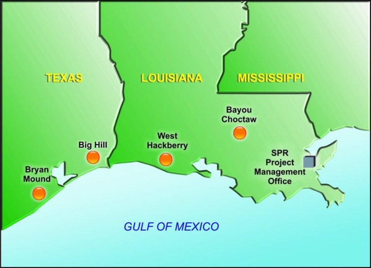 The map shows the locations of the oil held in the Strategic Petroleum Reserve. Department of Energy