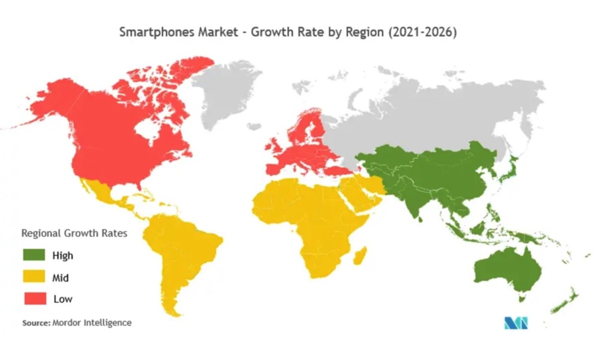 Figure 4: Smartphones market - growth rate by region (2021-2026).