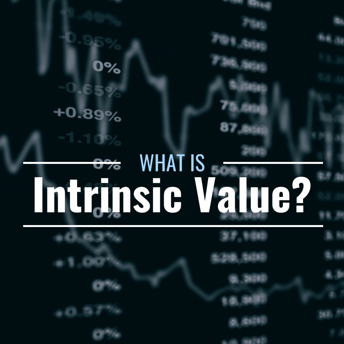 Stock market chart with text overlay: "What Is Intrinsic Value?"