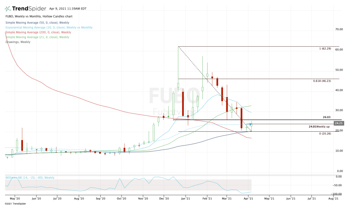 Daily chart of Fubo stock.