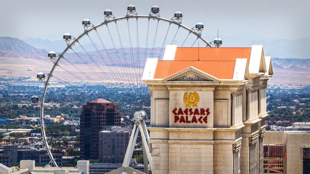 A tower at Caesars Palace. Caesars Lead