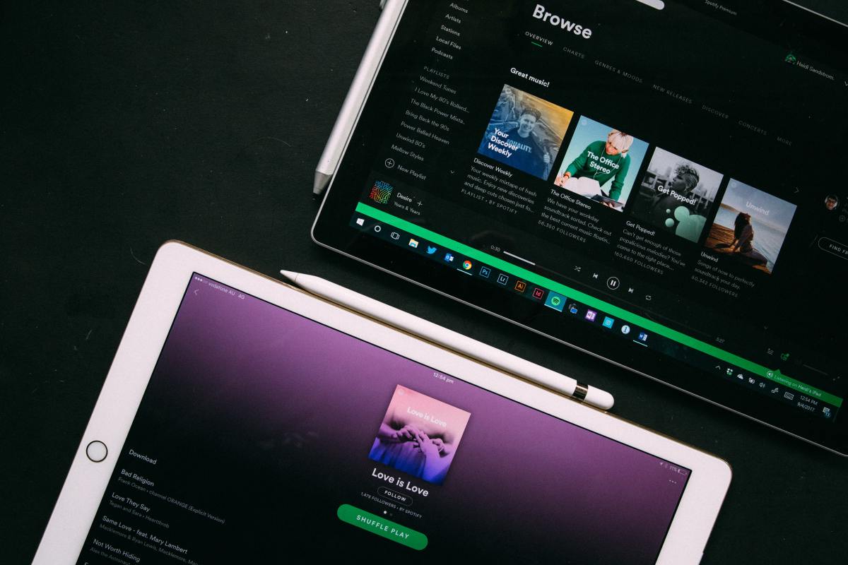 Figure 1: Spotify platform being played on tablets.