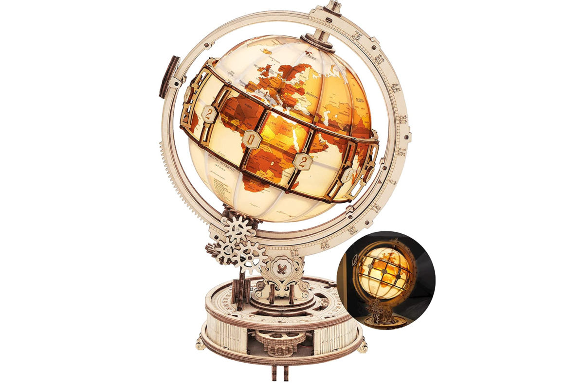 ROKR 3D Wooden Puzzles for Adults Illuminated Globe with Stand
