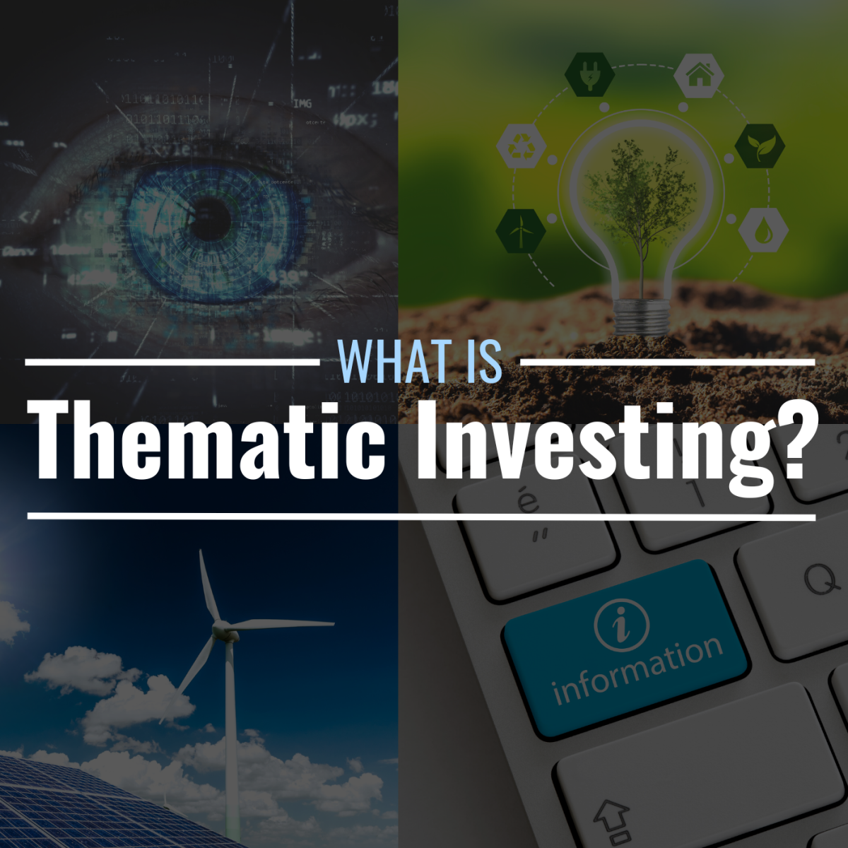 Photo collage with text overlay that reads "What Is Thematic Investing?"