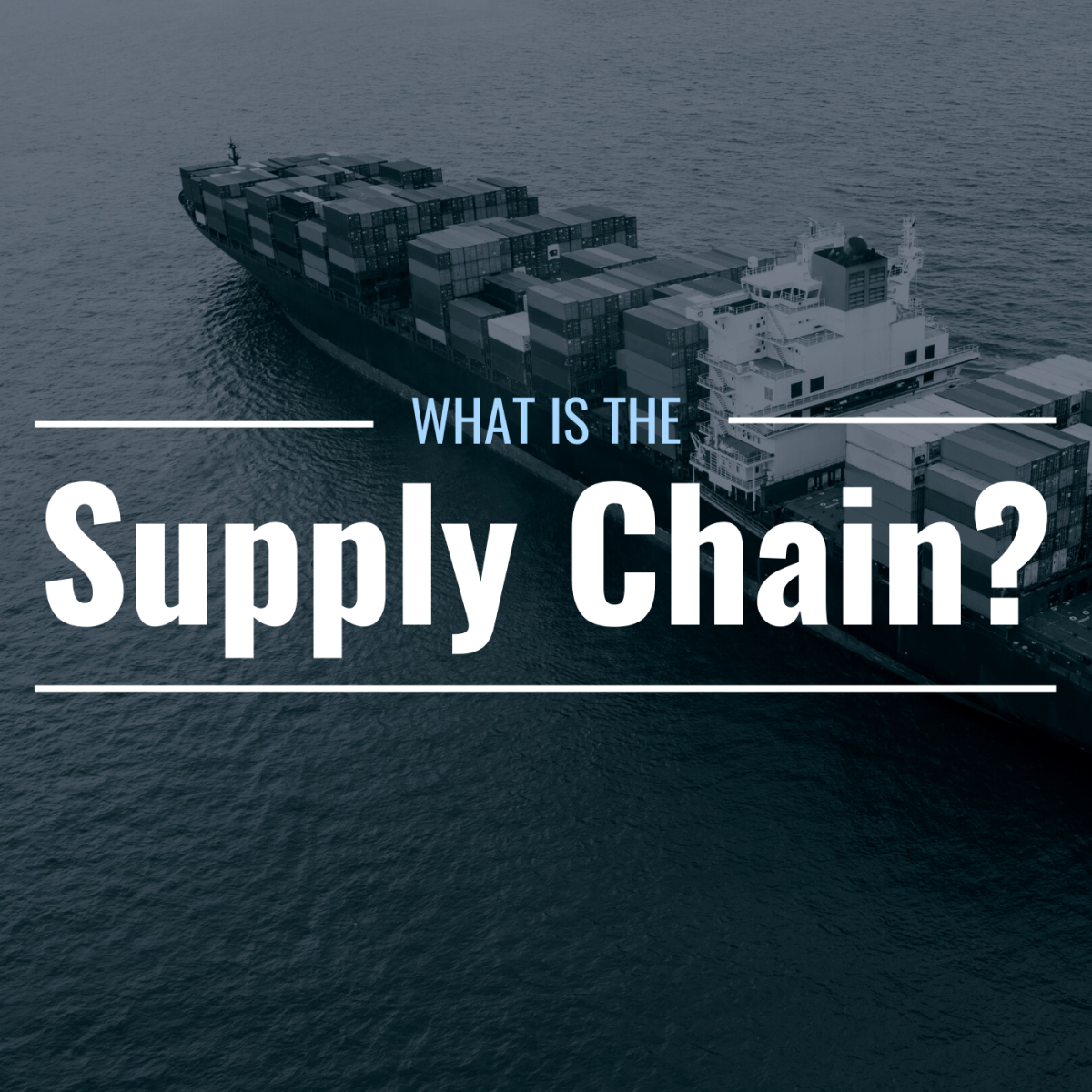Image of a cargo ship with text overlay "What Is the Supply Chain?"