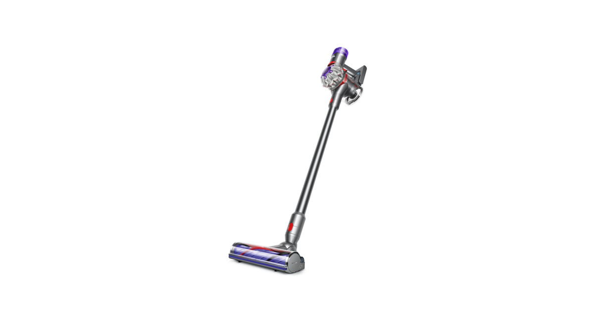 Dyson V8 vacuum cleaner in silver nickel