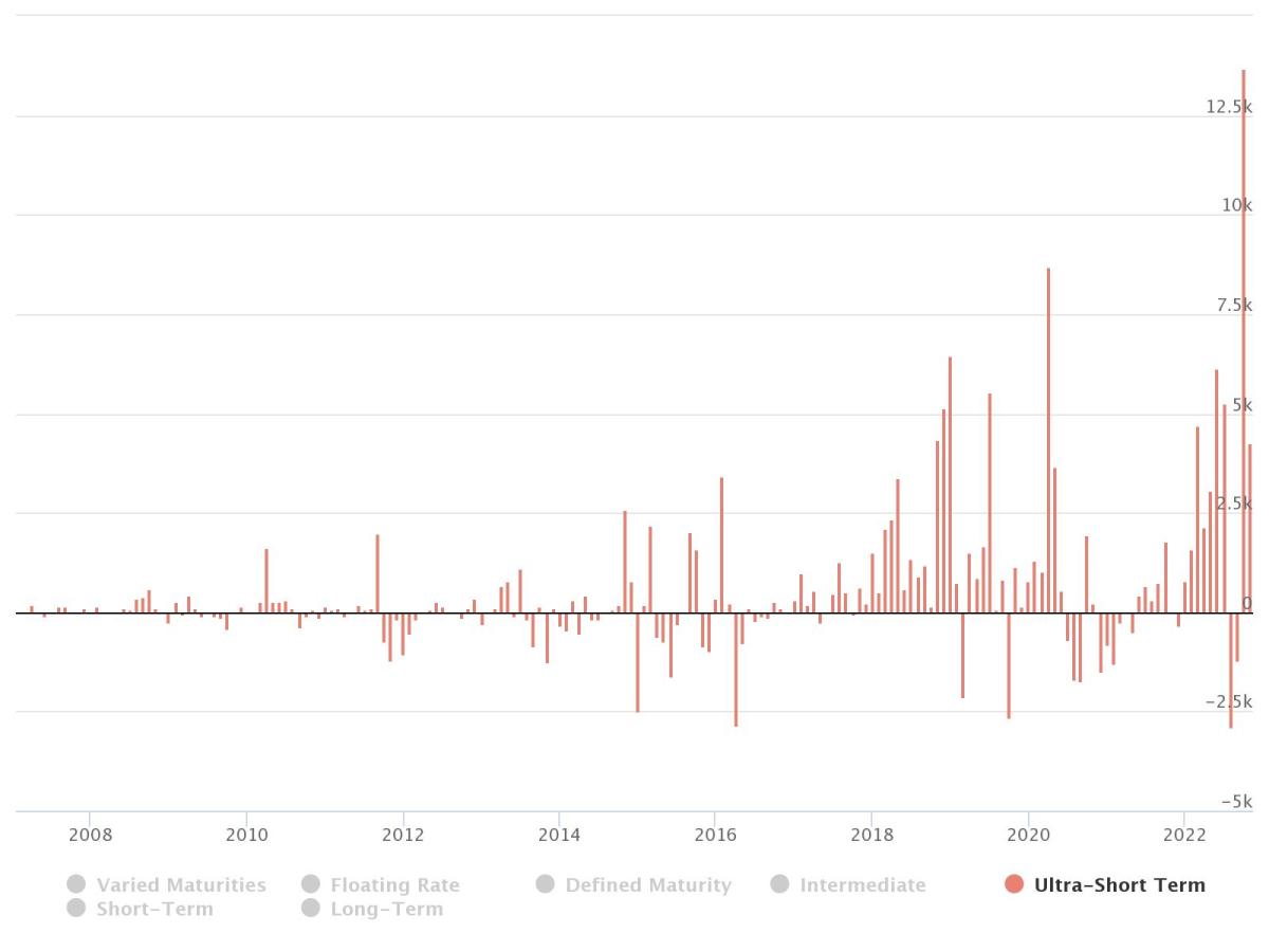 Ultra Short-Term Bond Flows by Month (source: ETF Action)