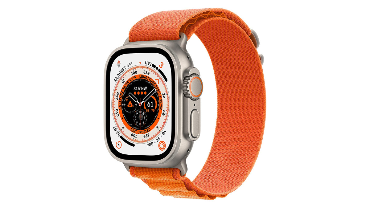 Apple Watch Ultra with Alpine Loop in Orange